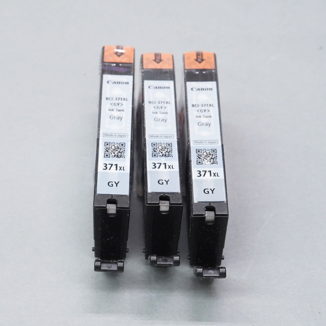 【65】CANON BCI-371XL（GY) プリンターインク　未使用品　3個セット　その1