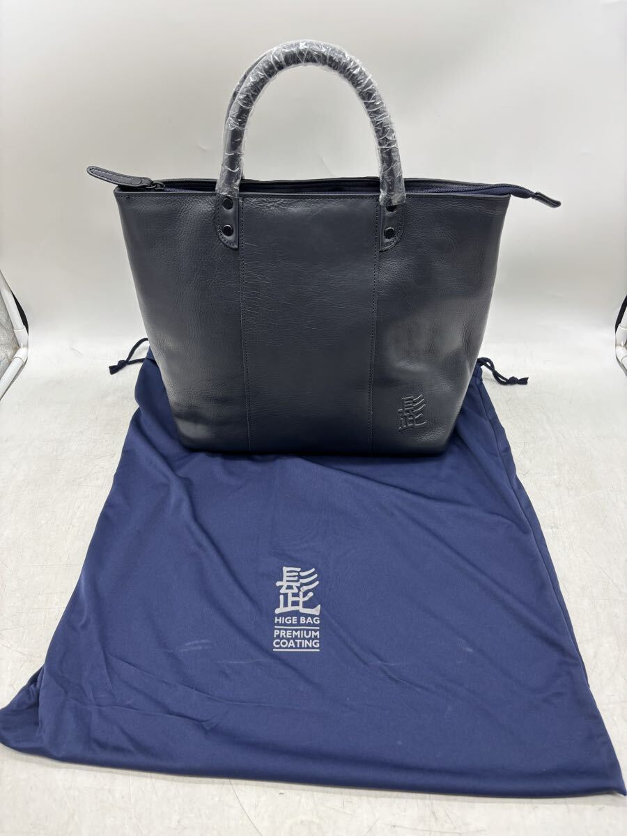 【中古】HARVEST LABEL ハーヴェストレーベル 髭 ハンド バッグ 濃紺 レザー ビジネスバッグ CORDURA FABRIC かばん 鞄 現状品 DM0528M
