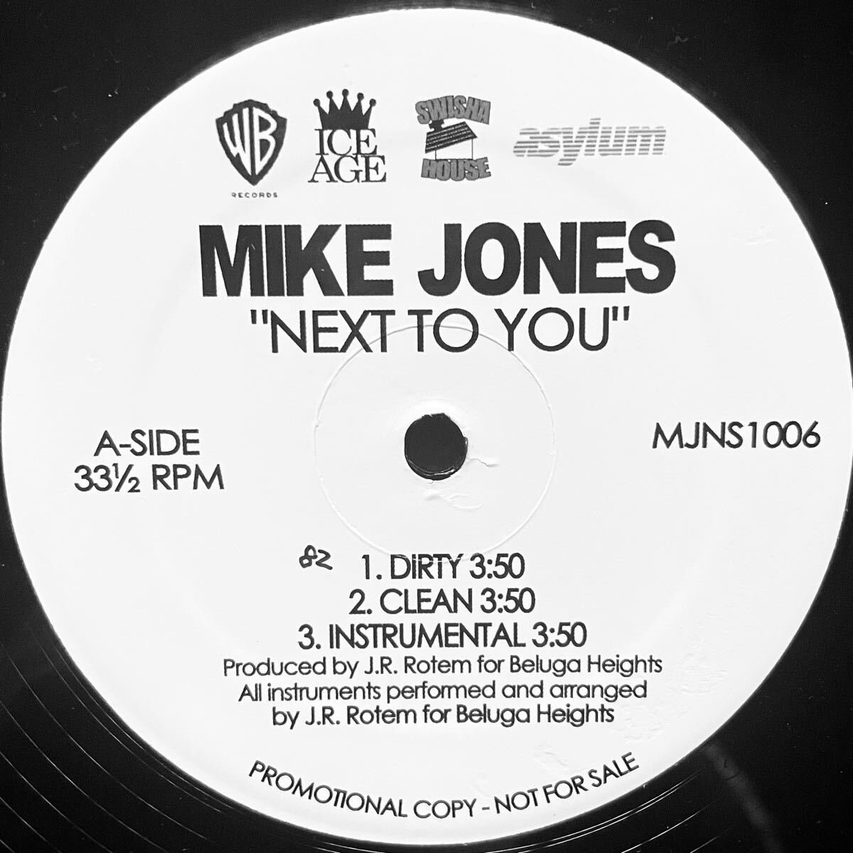【2009年 USプロモ盤】Mike Jones / Next To You、Swag Through The Roof (Warner Bros. Records MJNS-1006)(J.R. Rotem、Nae Nae)