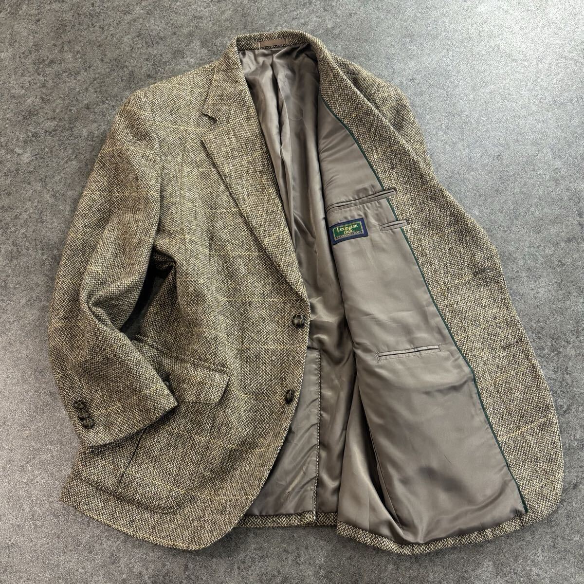 Lexington Club MOON レキシントンクラブ ムーン ヨークシャーツイード テーラードジャケット チェック柄 グレー 胡桃釦 メンズ 100-96-175