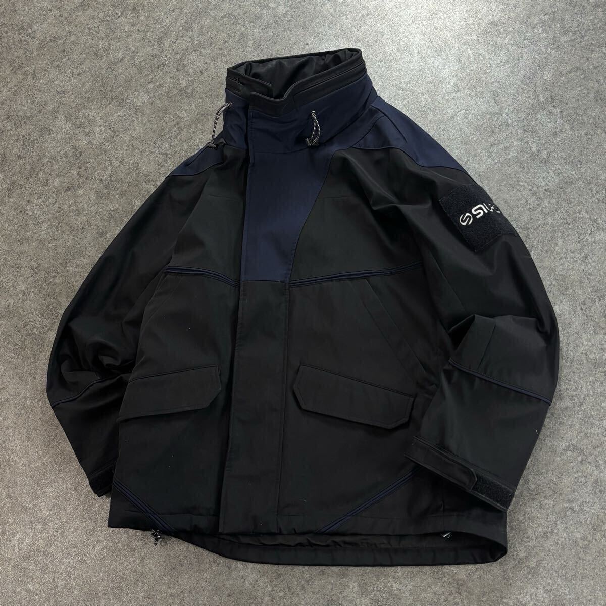 SILAS HOODIE JACKET サイラス ジャケット パーカ ブルゾン バイカラー ブラック×ネイビー 比翼仕立 フード内蔵 10194502
