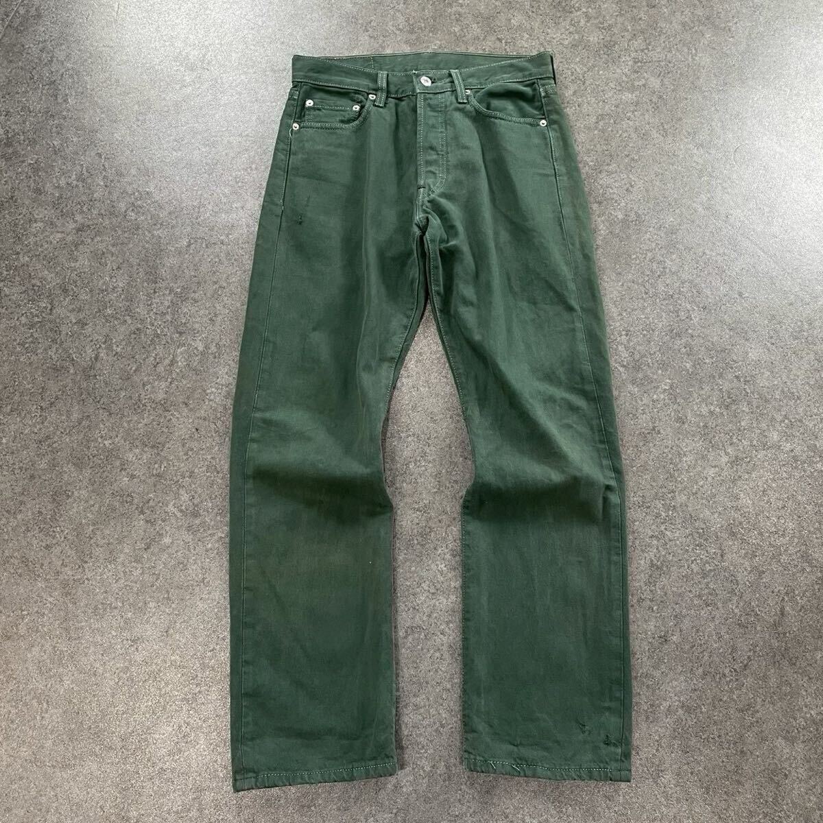 00s Levi's リーバイス 501 デニムパンツ ジーンズ ジーパン ストレート ボタンフライ カラーデニム グリーン 刻印689