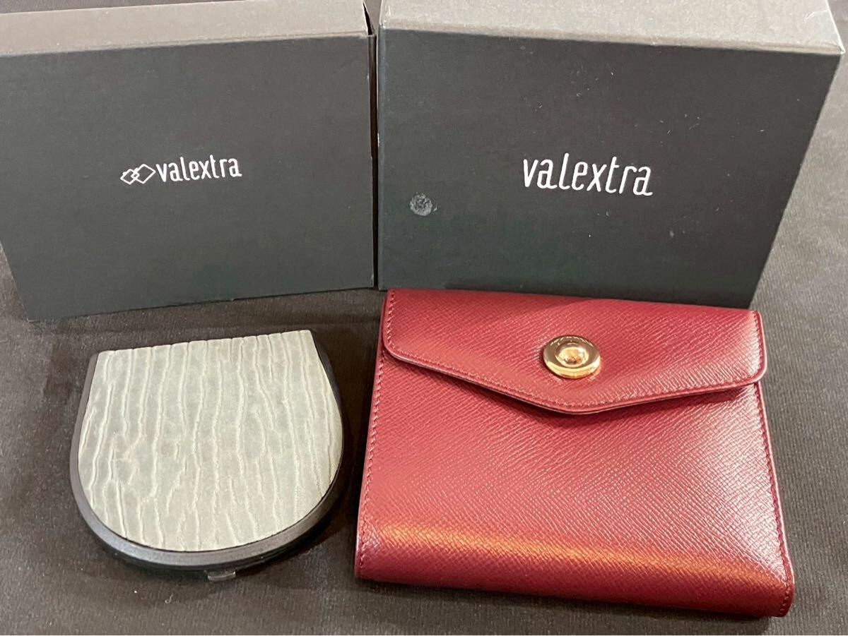世本1606 Valextra ヴァレクストラ レザー 折りたたみ財布 小銭入れ 2点セット 箱あり
