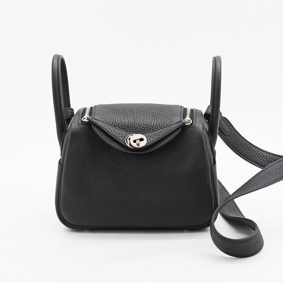 ♪◇美品【HERMES エルメス】リンディ ミニ トリヨンクレマンス Z刻印 ショルダーバッグ ブラック/シルバー金具