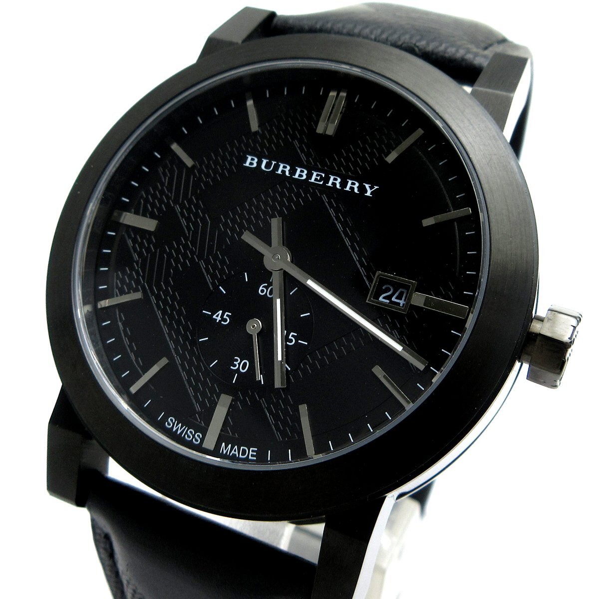 バーバリー 時計 BURBERRY ザ シティ The City メンズ スモセコ 黒 デイト BU9906 クォーツ 保証書 箱 稼動品