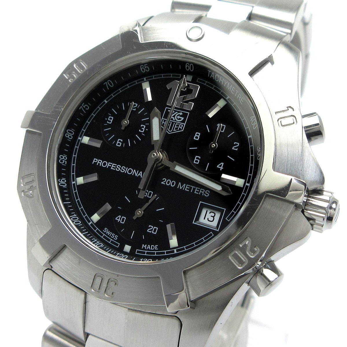 タグホイヤー TAG Heuer プロフェッショナル エクスクルーシブ クロノグラフ メンズ デイト 黒 CN1110 時計 クォーツ 稼動品