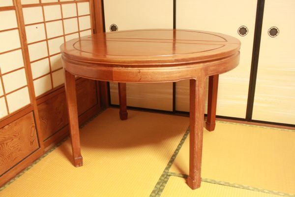 【格安中古】★希少 家具『唐木の丸テーブル』径約108.9㎝×高さ約75.7㎝★(検:初だし/希少/ビンテージ/美品/中国風/当時物)80521B