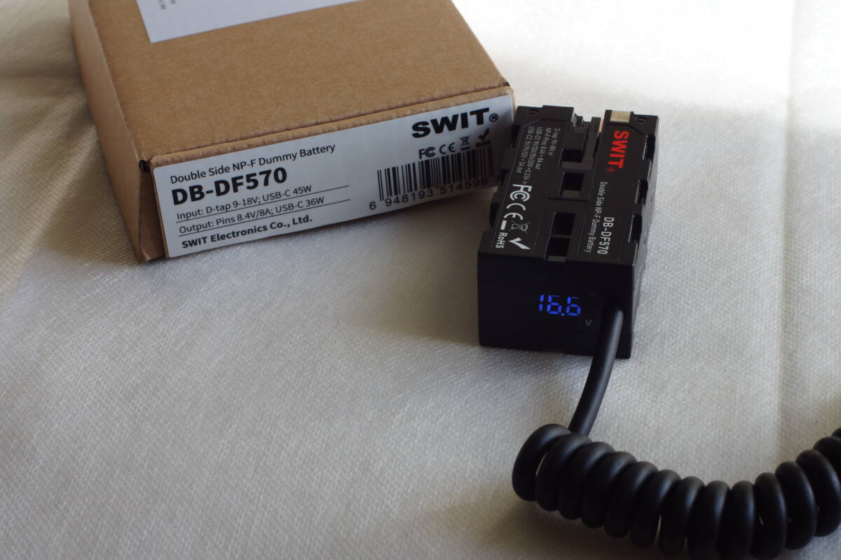 ★SWIT★DB-DF570★USB-C対応の両面NP-Fダミーバッテリー★D-TAP to NP-F(8.4V)/D-TAP to USB-C PD(36W)★