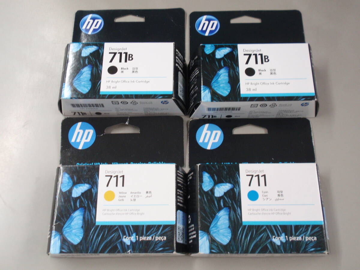 HP純正インク HP 711 3WX00A ブラック×2　CZ132A イエロー CZ130A　シアン　4本セット