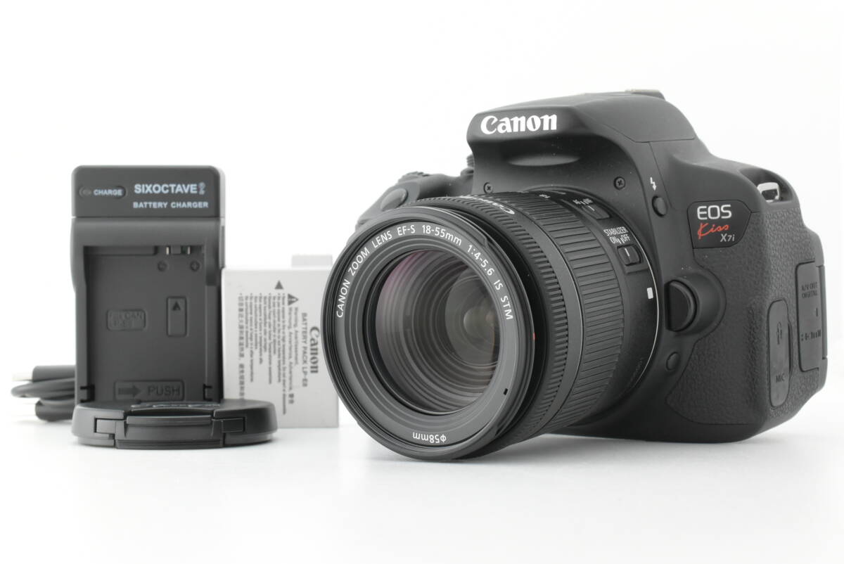 【美品】シャッターカウント 9491回 Canon キャノン EOS Kiss X7i EF-S 18-55mm IS STM デジタル カメラ レンズ キット (EF-TN-JP2385)