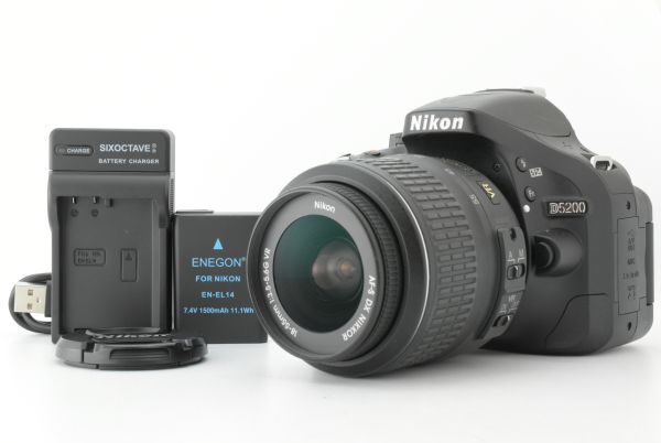 動作確認済 [美品 シャッターカウント5635回] Nikon D5200 24.1MP AF-S 18-55mm f3.5-5.6 G VR Lens ニコン デジタル一眼 (EF-TN-JP2228)