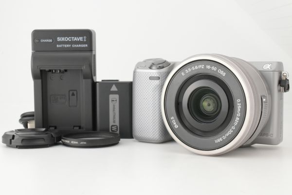 【美品 英語版】シャッターカウント1692回 Sony NEX-5R Mirrorless Camera 16-50mm oss Lens Silver ソニー ミラーレス (EF-TN-JP2336)