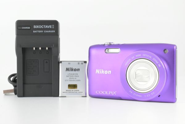 【美品】Nikon Coolpix S3300 Digital Camera 16MP 6x Zoom HD Video Compact Purple ニコン コンパクトデジタルカメラ (EF-TN-JP2359)