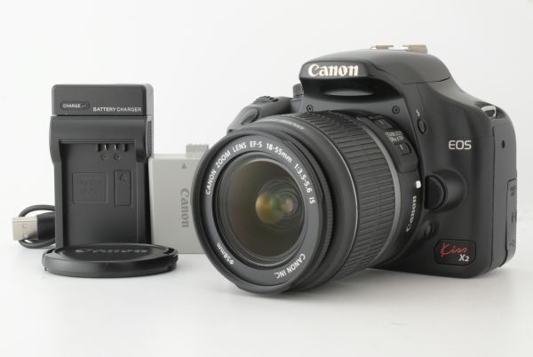 【美品】シャッターカウント 6539回 Canon EOS Kiss X2 EF-s 18-55mm F3.5-5.6 IS キャノン デジタル一眼レフカメラ (EF-TN-JP2365)