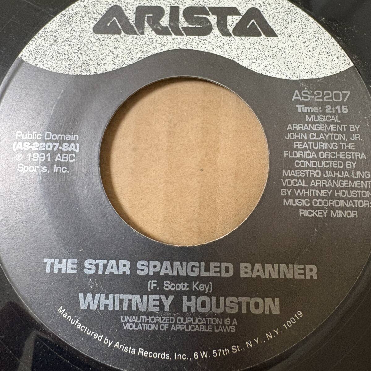 Whitney Houston - The Star Spangled Banner / 7インチ！！アメリカ国歌　星条旗 / America The Beautiful / Arista 7inch / AA7900