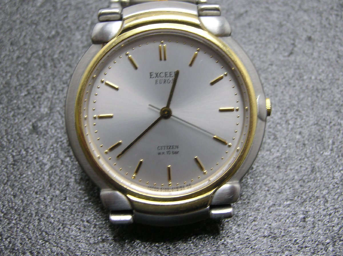 1円スタート★ハローカメラ★ 2030 シチズン Citizen EUROS EXCEED 2720-278183 10bar クォーツ メンズ 腕時計 ジャンク 要修理
