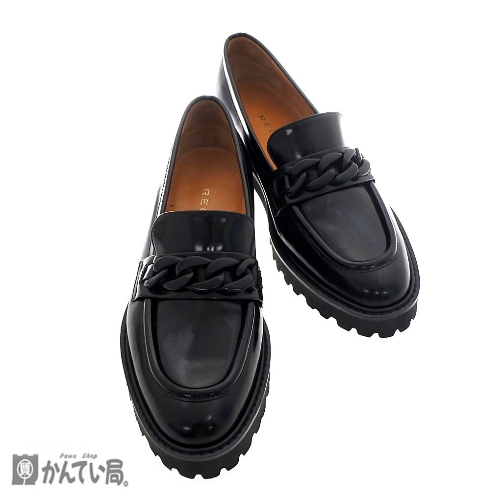 美品 REGAL リーガル ブラックチェーンデザイン ローファー F60Q 23cm 黒 箱付き レディース 可愛い カッコいい 上品 厚底 オシャレ