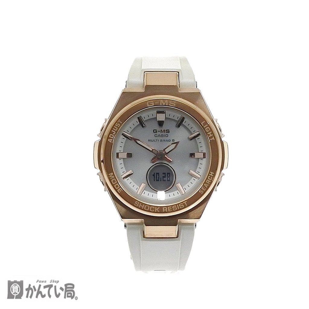 稼働品 CASIO カシオ BABY-G ベビージー 腕時計 ホワイト×ゴールドカラー G-MS MSG-W200-7AJF 10気圧防水 箱・ケース有 取扱説明書有り