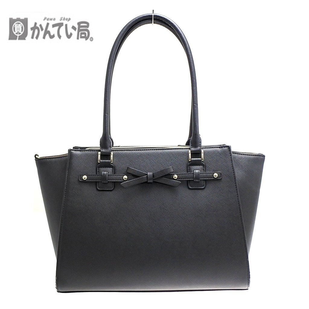 LES MUES レミュー ハンド バッグ 手提げ 鞄 かばん 縦:約25㎝×横:約43㎝×マチ:約10cm ブラック 黒 ファスナー開閉式 マチあり 女性