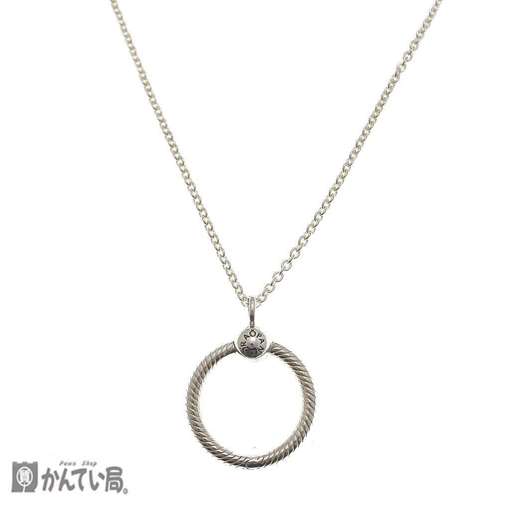 PANDORA パンドラ リング ネックレス 925 SILVER シルバー レディース アクセサリー 総重量：約12.7g チェーン全長：約58ｃｍ クロス付き
