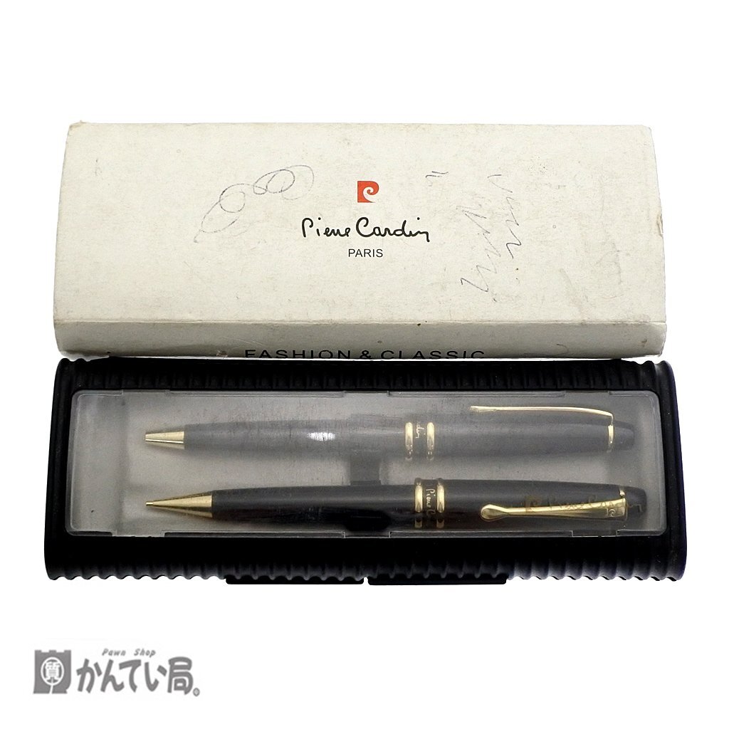Pierre Cardin ピエールカルダン ボールペン シャープペンシル 2本セット 箱付き 筆記用具 現状販売品 ゴールド ブラック インク切れ