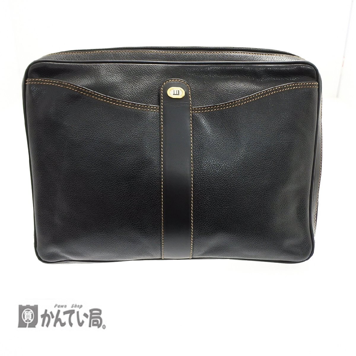 ｄunhill ダンヒル セカンド バッグ ハンド バッグ ブラック 黒 ビジネスバッグ ファスナー開閉式 メンズ 鞄 手持ち レザー