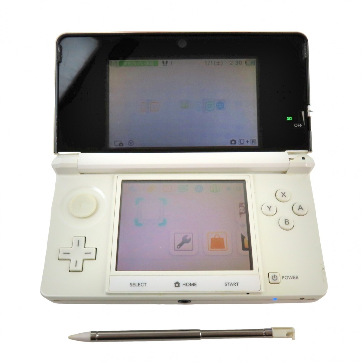 任天堂 ニンテンドー NINTENDO 3DS 本体 CTR-001(JPN) アイスホワイト ※画面の角度調節不可 0601-005