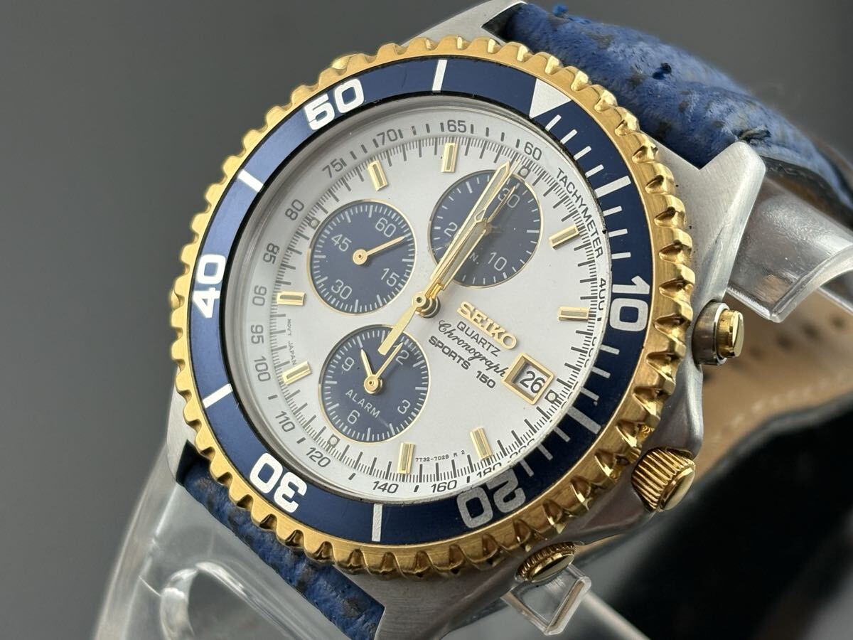 :[C116]1円～☆メンズクォーツ SEIKO クロノグラフ セイコー 7T32-7C20 動作品