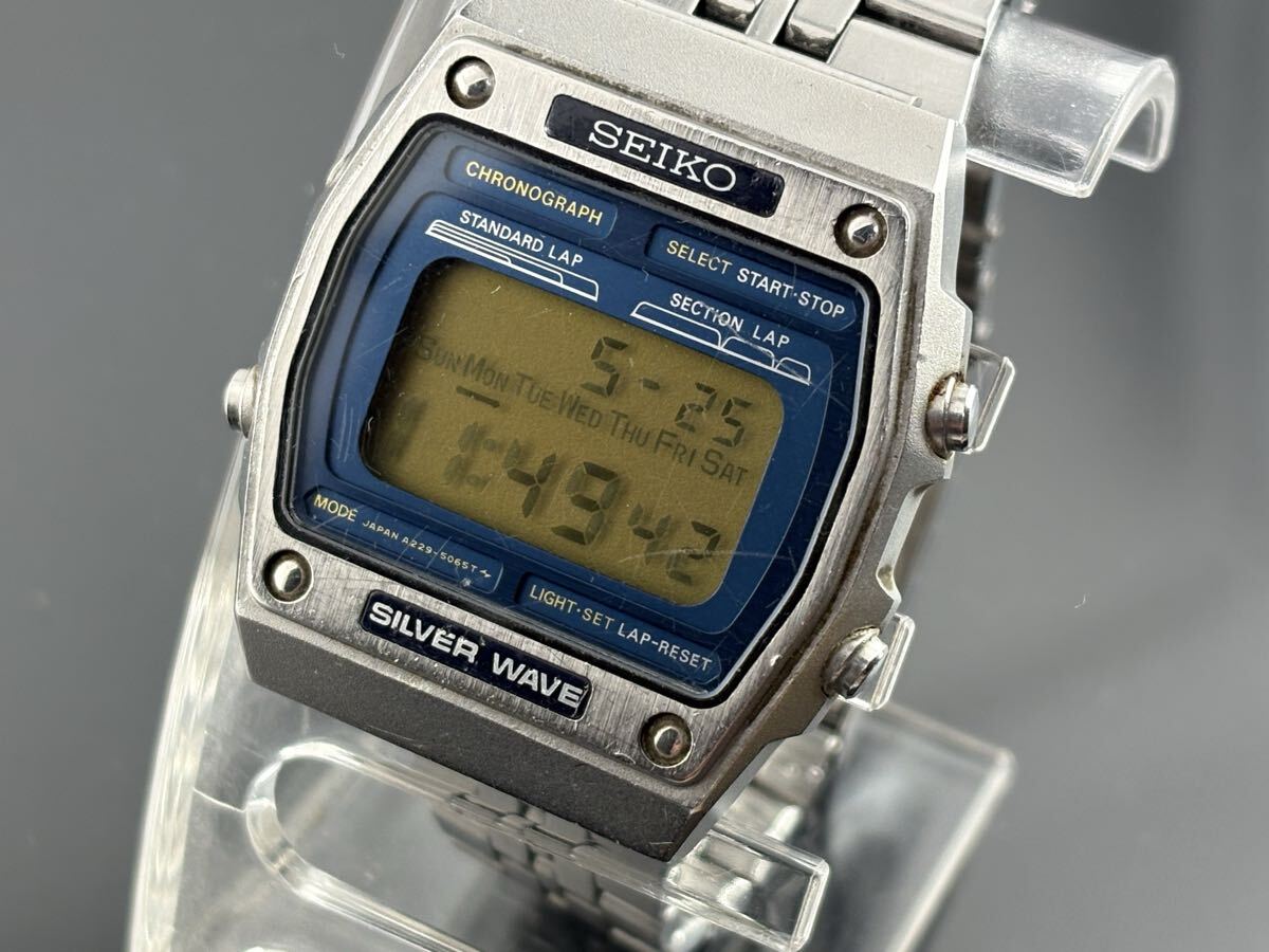 :[C120]1円～☆メンズデジタル SEIKO SILVER WAVE セイコー シルバーウェーブ A229-5040 動作品