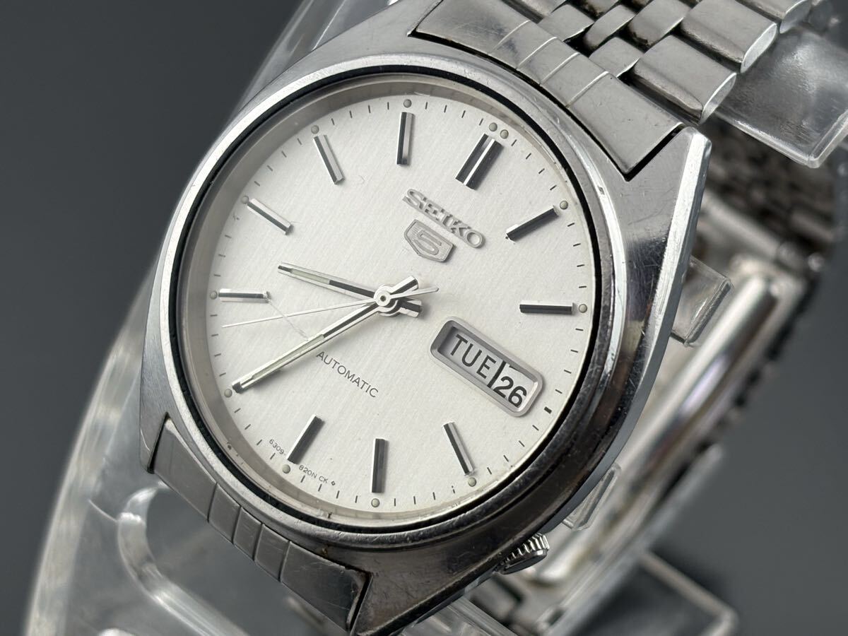 [C118]1円～☆メンズ AUTOMATIC SEIKO5 セイコーファイブ 6309-8840 動作品
