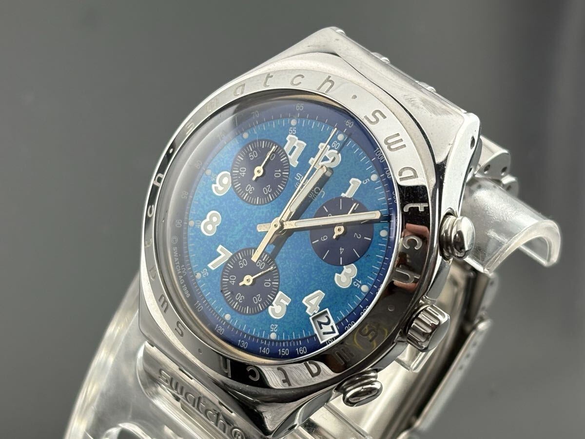 :[C118]1円～☆ メンズクォーツ クロノグラフ スウォッチ swatch SWISS IRONY 動作品