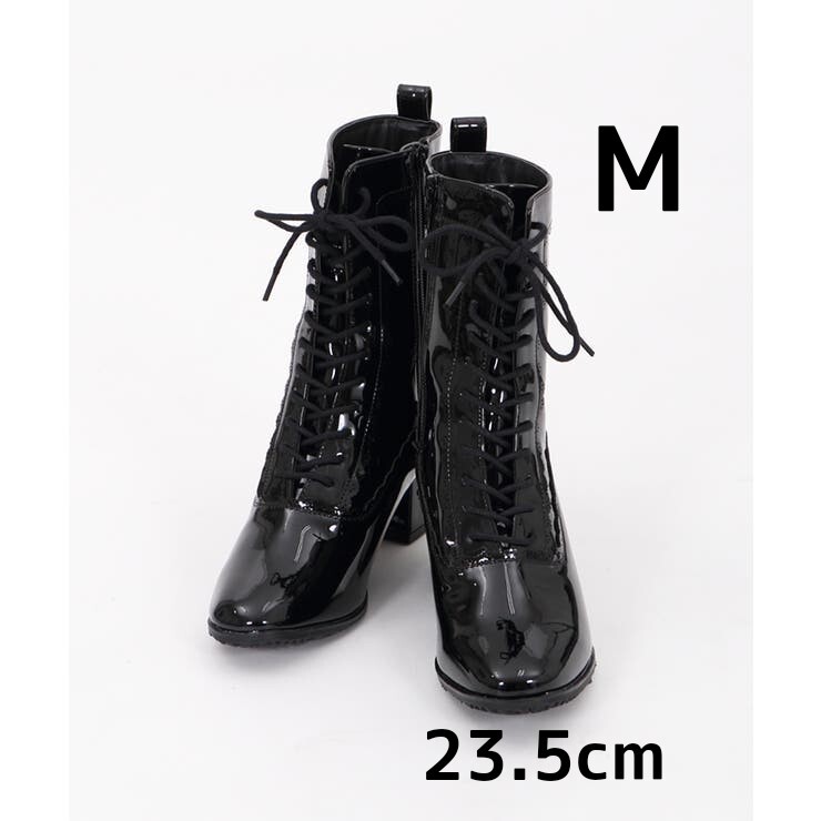 【送料無料・匿名配送】新品タグ付き axes femme アクシーズファム レースアップレインブーツ 黒 Mサイズ 23.5cm
