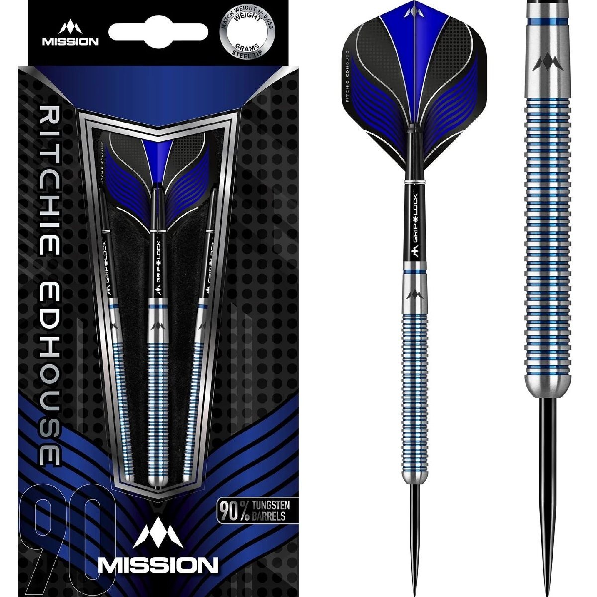 ミッション ダーツ バレル リッチー・エドハウス ブルー スティールチップ 90%タングステン 21g
