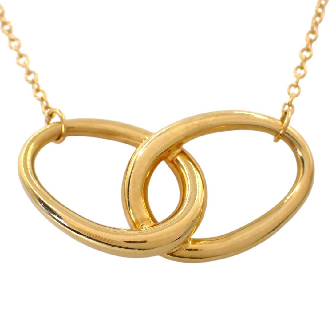 [12.9g] Tiffany & Co. ティファニー ダブルループ ネックレス 750 K18 イエローゴールド エルサペレッティ ペンダント ヴィンテージ 4978
