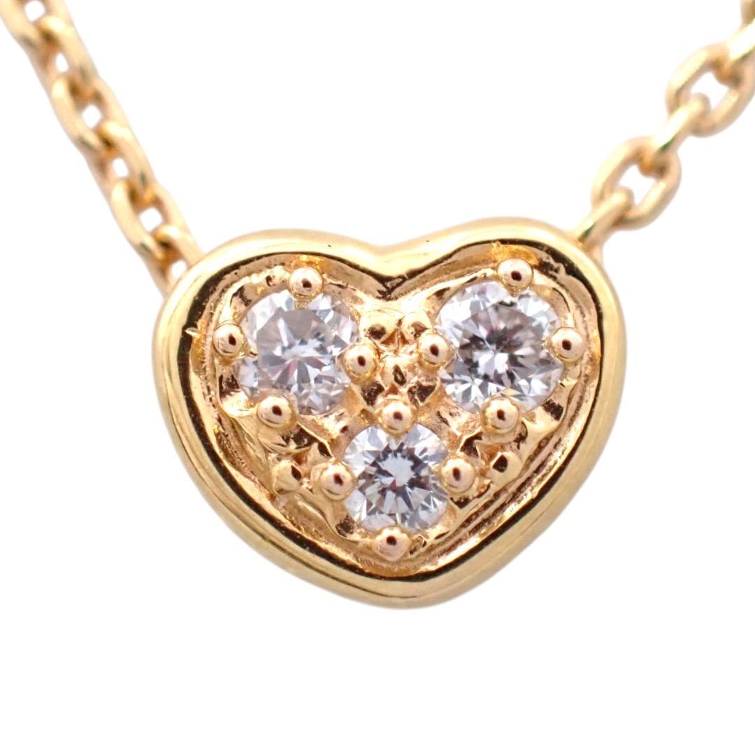 田崎真珠 タサキ TASAKI 0.03ct ダイヤモンド ダイヤ ハート ネックレス K18 ピンクゴールド ローズゴールド PG RG 750 ペンダント 3P 4984