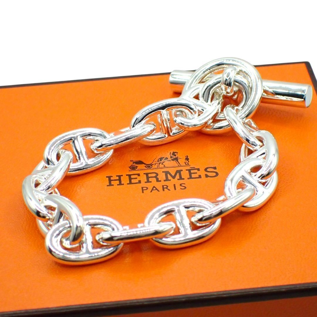 ギャラ 箱 HERMES エルメス シェーヌダンクルMM ブレスレット 14コマ 925 シルバー ジュエリー 4719