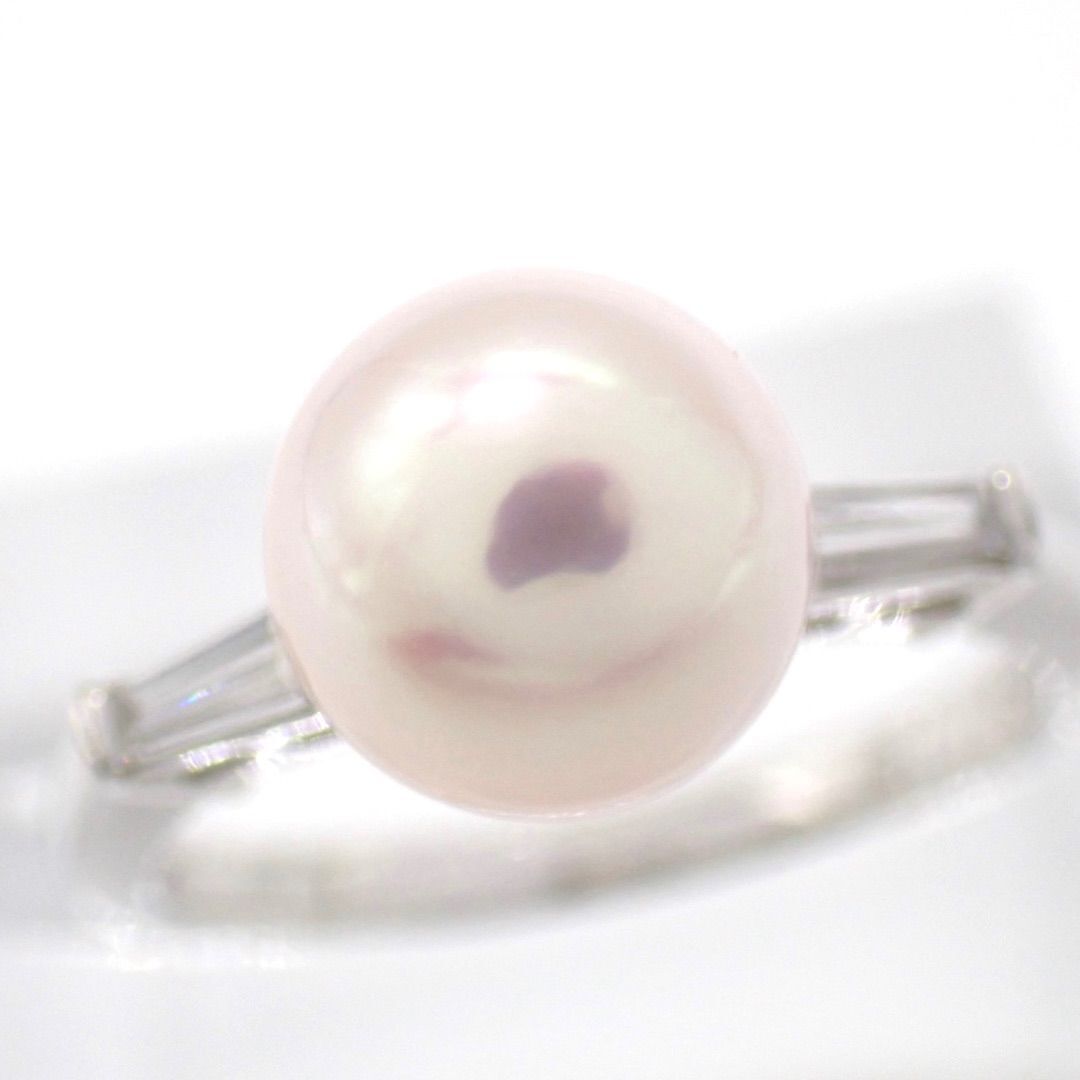 田崎真珠 タサキ TASAKI 11号 8.5mm あこや真珠 パール 0.17ct ダイヤモンド ダイヤ Pt900 リング プラチナ 指輪 バケットカット　4798