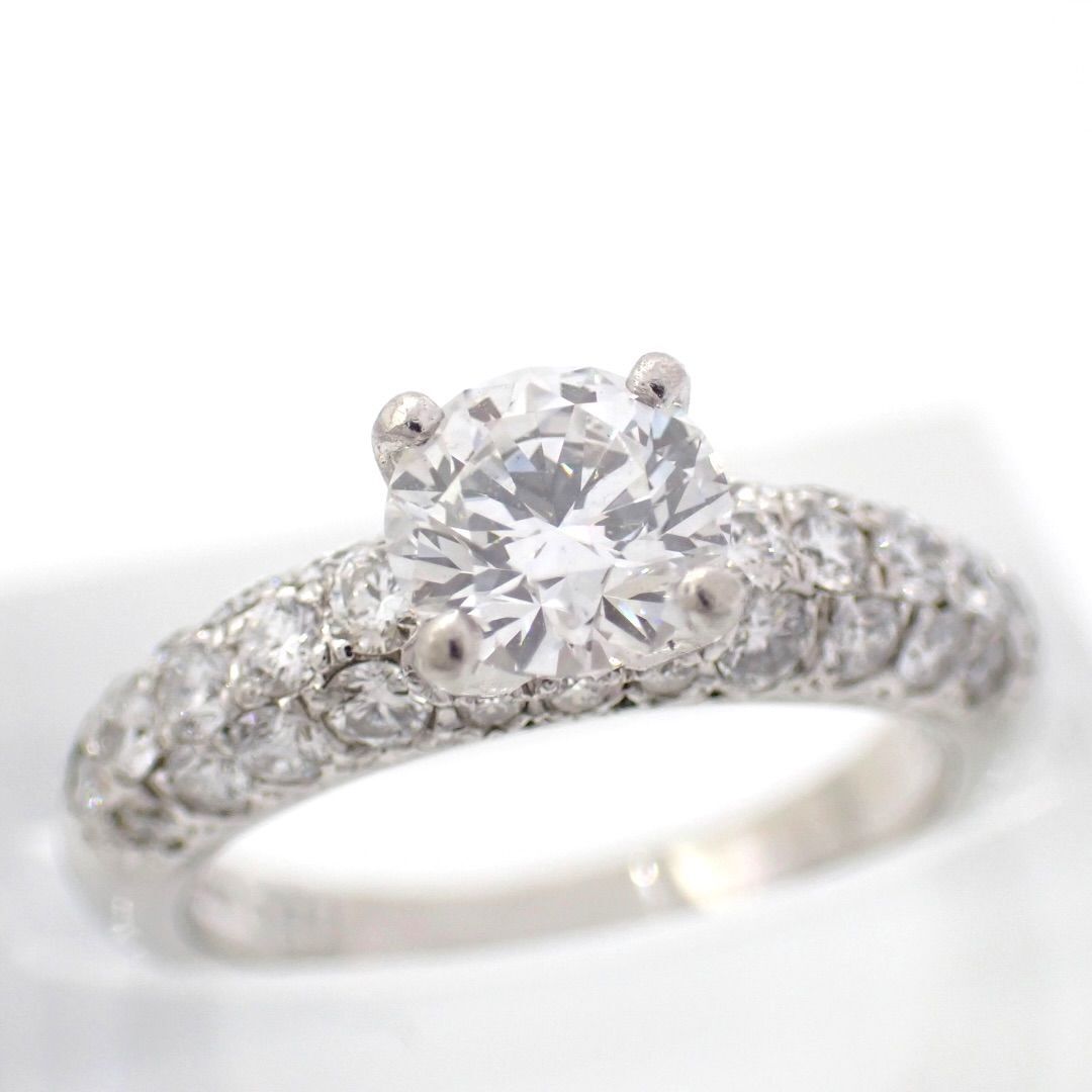 箱鑑 新品仕上げ済 田崎真珠 タサキ TASAKI 0.71ct 0.47ct ダイヤモンド ダイヤ F SI1 3EX リング Pt1000 7.5号 プラチナ 指輪 パヴェ 4945