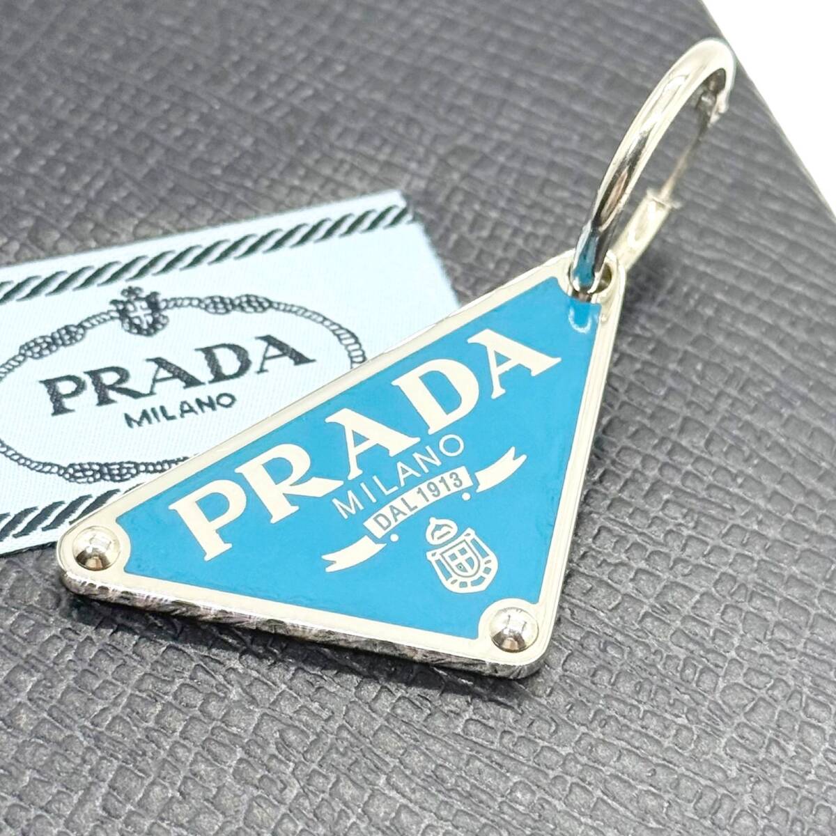 PRADA　プラダ　ピアス　SV925　ブルー　片耳用　フープ　三角ロゴ　トライアングルプレート　アクセサリー　1JO719　箱　保存袋付　5001