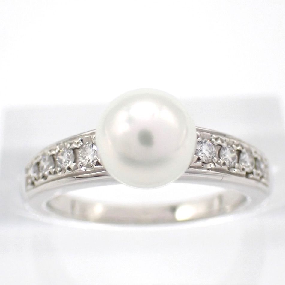 現行 MIKIMOTO ミキモト 7mm あこや真珠 パール 0.11ct ダイヤ ダイヤモンド リング Pt950 9号 PR-1200R プラチナ 指輪 ジュエリー 5012