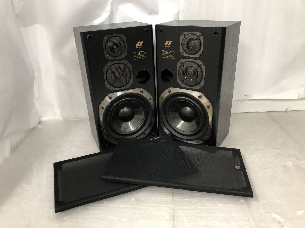 ◆◇湘/SANSUI/スピーカーシステム/S-E710/ペアスピーカー/ブラック/3Way/6Ω/120W/MULTI LAYER CARBON/動作未確認/使用感有/3.13-414◇◆