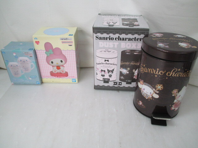 ◆◇静/サンリオグッズまとめ/3点/シナモロール/マイメロディ/ダストボックス/フタ付きマグカップ/ルームライト/通電未確認/mS-2209◇◆