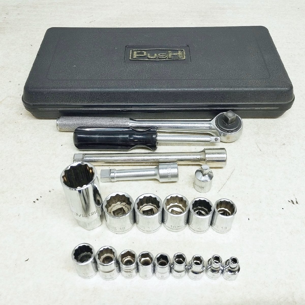 PusH プッシュ TONE トネ ソケットセット 20ピース ラチェットレンチ 整備工具 自動車 バイク メンテナンス 中古