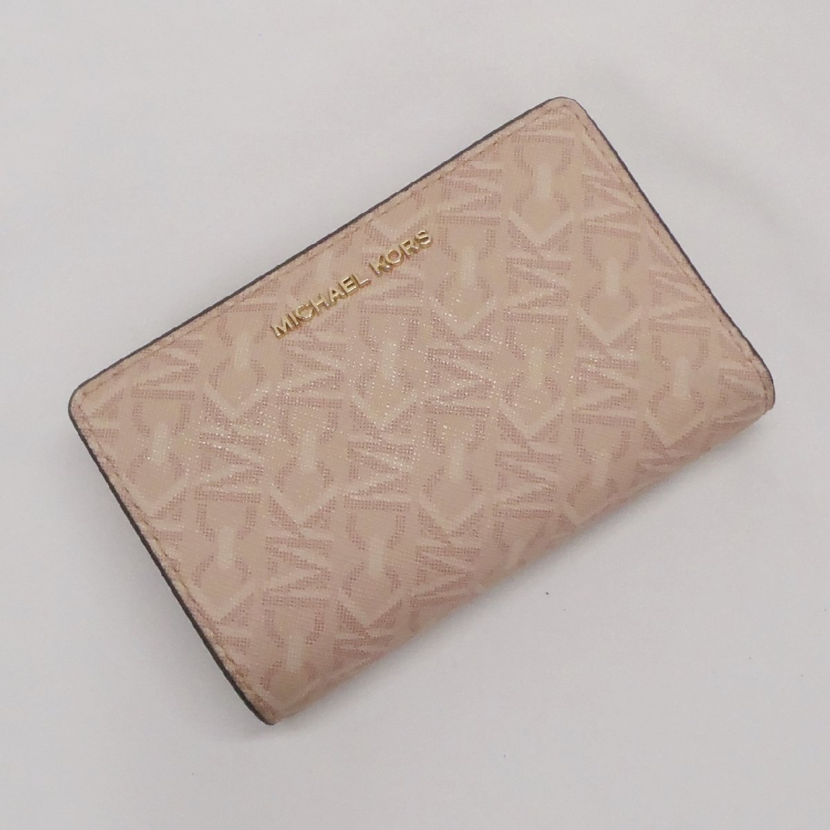 MICHAEL KORS マイケルコース 二つ折り財布 EMPIRE スナップ ジップアラウンド ウォレット ミディアム ピンク系 レザー 中古品 f_ｂ(j)