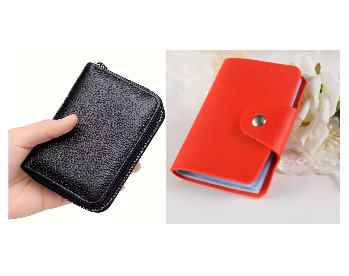 新品・未使用品 ペア（2個セット） カードケース カードホルダー 名刺ホルダー クレジットカードケース 赤・黒（各１個）