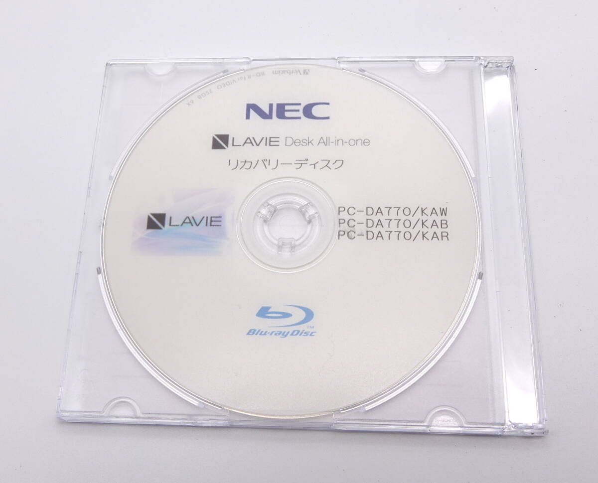 NEC LAVIE 再セットアップディスク Desk All-in-one DA770/KAB DA770/KAW DA770/KAR リカバリメディア 再セットアップマニュアル付属