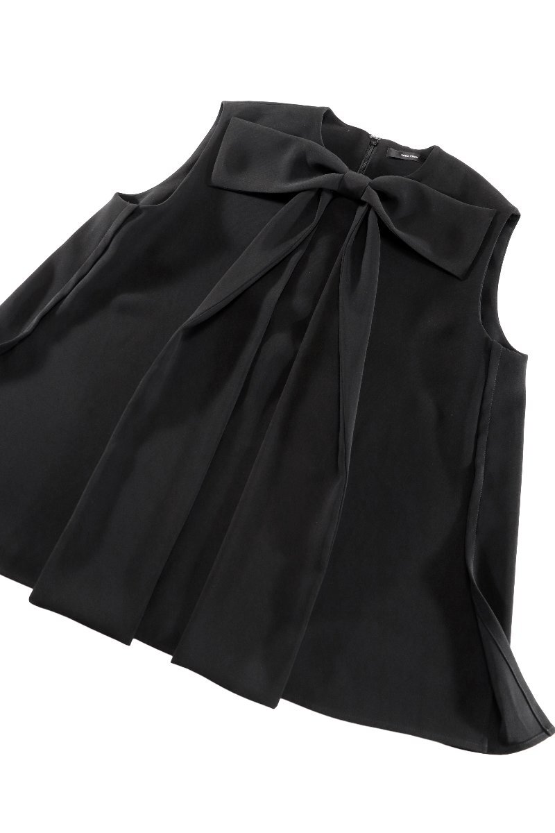 ☆現行品/美品☆YOKO CHANヨーコチャン/ノースリーブリボンブラウス定価4.5万：38/黒xa518