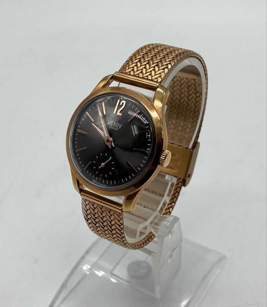 HENRY LONDON FINCHLEY HL30-UM-0116 68 メッシュバンド クオーツ アナログ 腕時計 稼働品