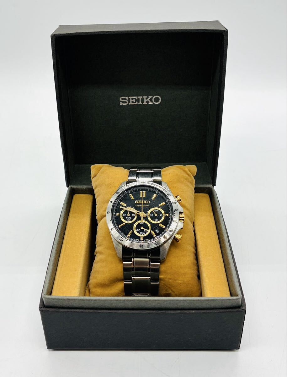 SEIKO セイコー SPIRIT スピリット 腕時計 SBTR015 クオーツ アナログ クロノグラフ ラウンド カレンダー ブラック 腕時計 現状品