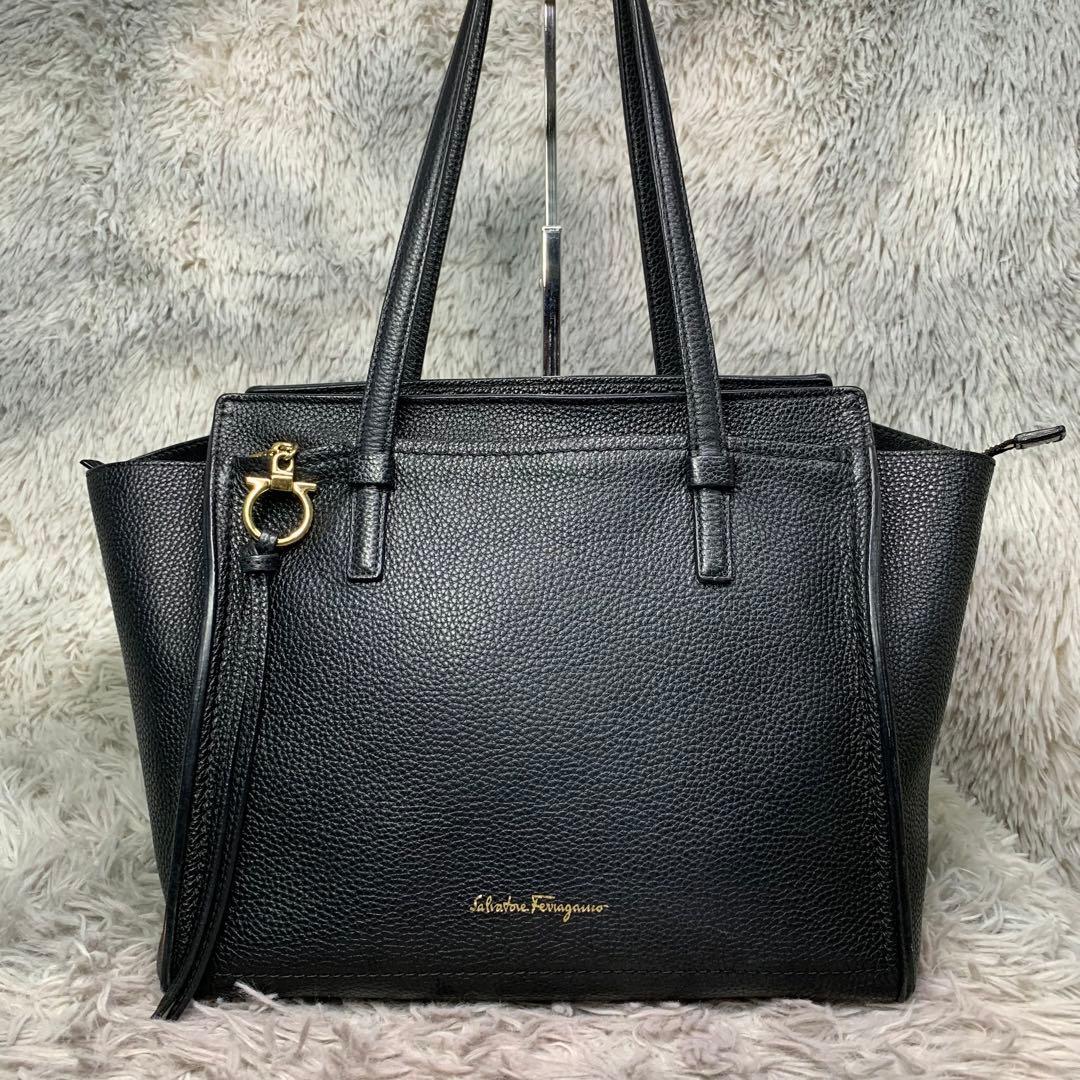 極美品 Salvatore Ferragamo サルヴァトーレフェラガモ エイミー トートバッグ ショルダーバッグ レザー 肩掛け A4収納 黒 ブラック